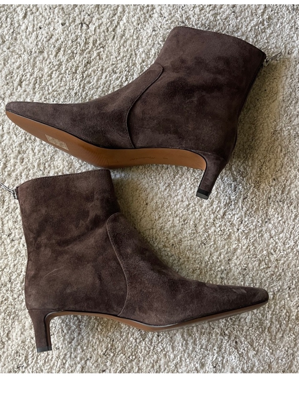Madewell Dimes Kitten Heel Boots Brown Suede - Picture 4 of 9